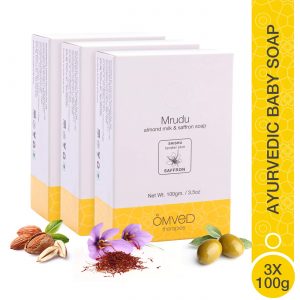 Omved MRUDU Almond Milk & Saffron-Best Ayurvedic Baby Soap