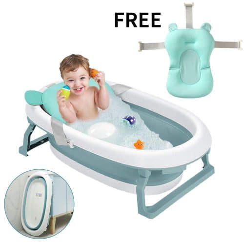 Arkmiido Foldable Bath Tub with Bath Support Net for Babies