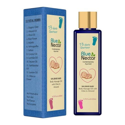 Blue Nectar Ayurvedic Baby Massage Oil with Organic Ghee