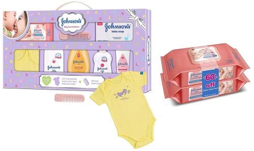 Johnson's Baby Care Collection Baby Gift Set with Organic Cotton Baby Dress