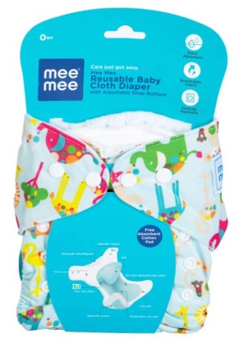 Mee Mee Reusable Baby Cloth Diaper with Adjustable Snap Buttons