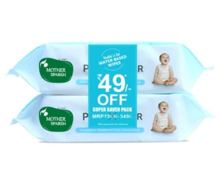Mother Sparsh 99% Pure Water (Unscented) baby wipes I Natural Plant made cloth