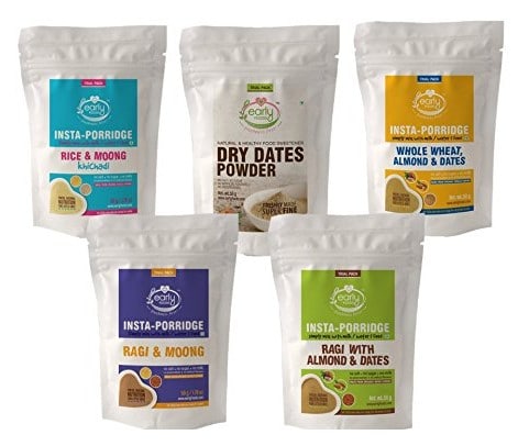 Early Foods - Combo 5 Travel Trial Packs - Organic Instant Porridge Mixes & Dry Dates Powder