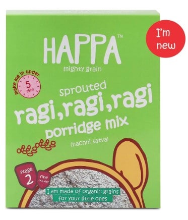 Happa Organic Sprouted Ragi Porridge, Baby Food 6+Months