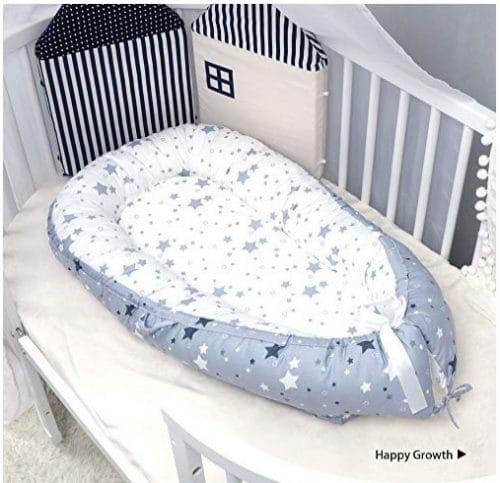 Baby Lounger, Baby Nest Stars Portable Super Soft Organic Cotton and Breathable Newborn Lounger