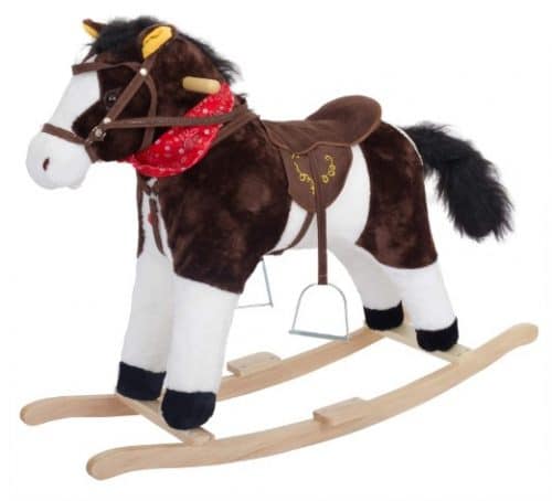 Baybee Unicorn Horse Wooden Plush Rocking Horse with Realistic Sounds