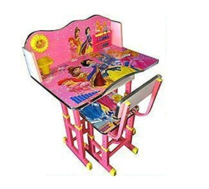 Furniture First BARIIE Princess Pink Melamine Graphics and Glossy Lamination Kids Study Table