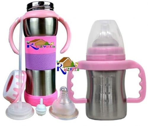 KIDZVILLA Stainless Steel Sipper/Milk Feeding Bottle for Kids Combo