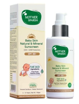 Mother Sparsh Natural Baby Sunscreen Lotion with Organic Ingredients, SPF 30+