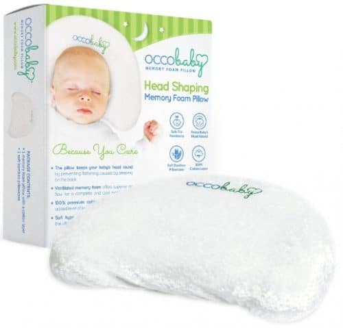 OCCObaby Baby Head Shaping Memory Foam Pillow Cotton Cover & Bamboo Pillowcase Keep Your Baby's Round Prevent Flat Syndrome in Infant Newborns