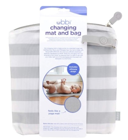 Ubbi Portable Changing Mat with Gray and White Storage Bag