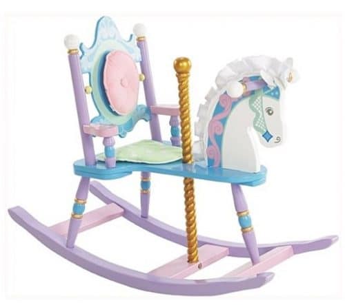 Wildkin Kids Carousel Wooden Rocking Horse Chair for Boys and Girls