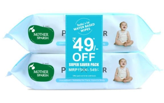 Mother Sparsh 99% Pure Water (Unscented) baby wipes - Essential nappy changing products