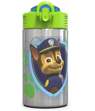 Zak Designs Paw Patrol 15.5oz Stainless Steel Kids Water Bottle with Flip-up Straw Spout - BPA Free Durable Design